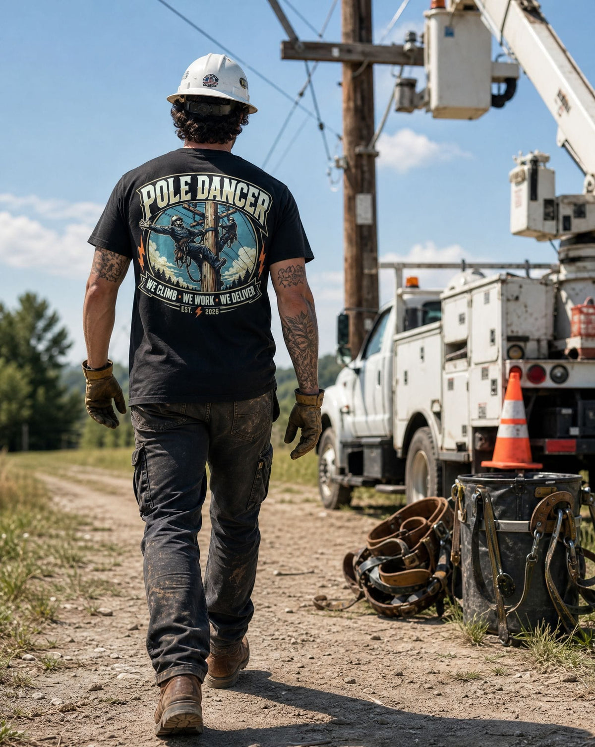 Pole Dancer Lineman Black Tee