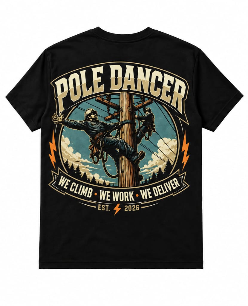 Pole Dancer Lineman Black Tee